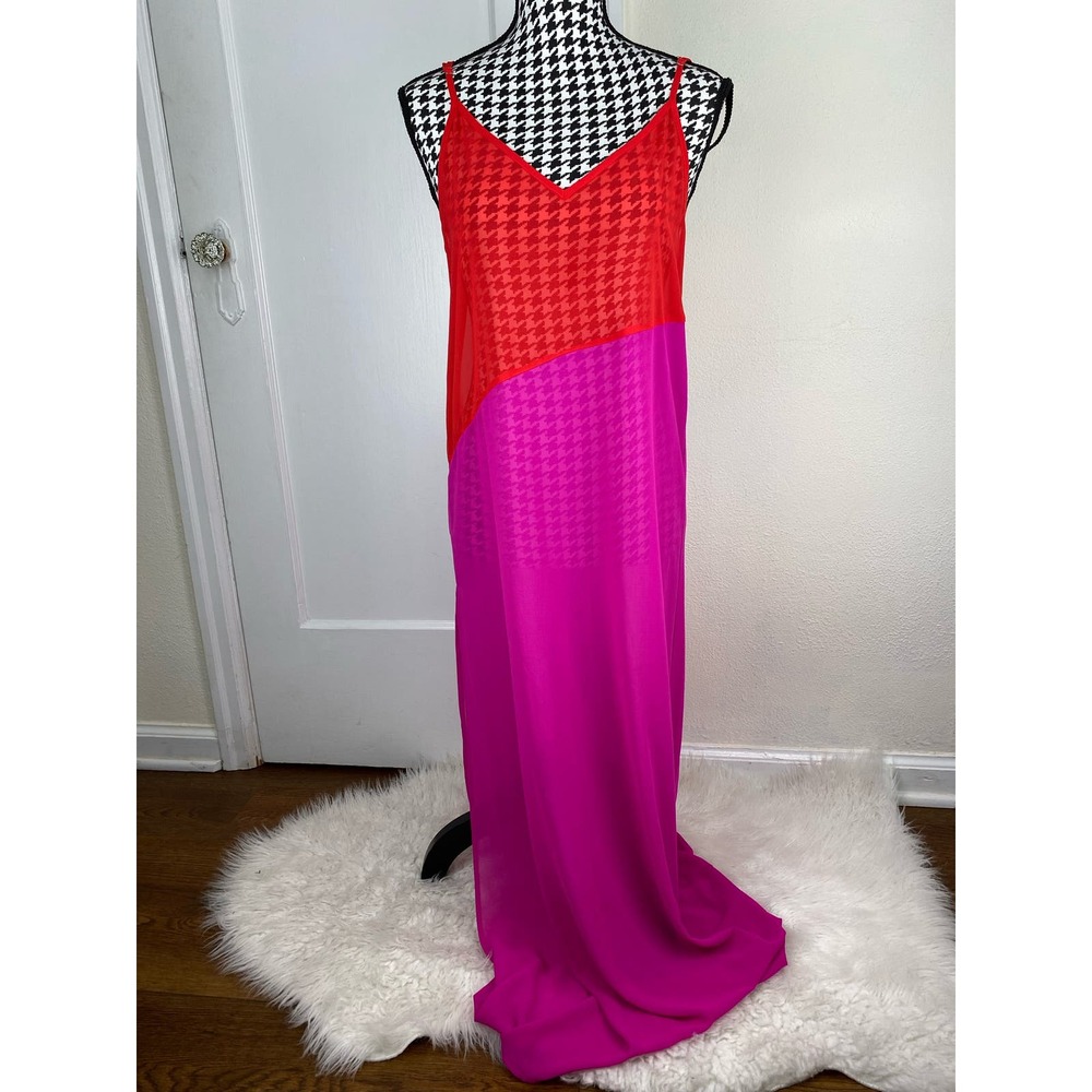 Lulus Size S Sheer Hot Pink Red Maxi Slip Dress